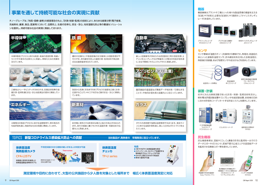 温度計メーカーCSR報告書サンプル 紹介ページの画像