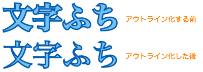 アウトライン作成時、文字のふちが変化する