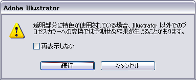 透明部分に特色が使用されている場合、Illustrator以外でのプロセスカラーへの変換では予期せぬ結果が生じることがあります。