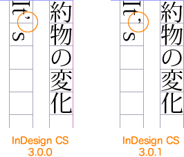 サブバージョンの違いによる変化例